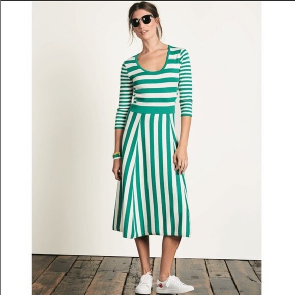 Boden Green Stripe Knit Dress 8 - Picture 2 of 8